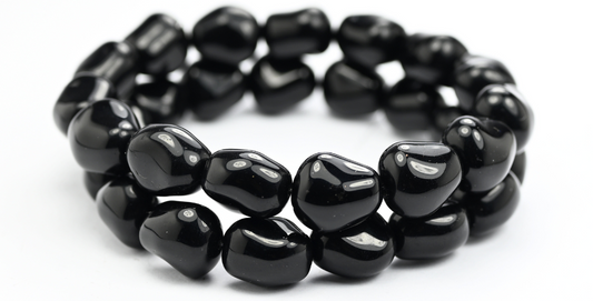 Shaped Stone Like Pressed Glass Beads, Black (23980), Glass, Czech Republic ~ STRANDED