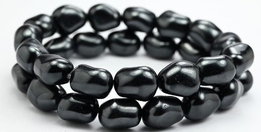 形似石头的压制玻璃珠，黑色赤铁矿 (23980-14400)，玻璃，捷克共和国 ~ STRANDED