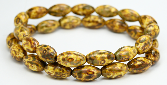 Pressed Beads, White Travertin (02010-86800), Glass, Czech Republic ~ STRANDED