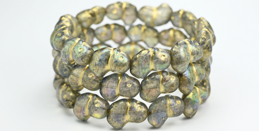 アウトレット 10グラム ダックビーズ、17 x 14 mm、クリスタルABライトグレーゴールドライン（00030-AB-34311-54202）、ガラス、チェコ共和国