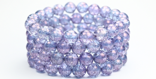 圆形压制玻璃珠 Druck，紫色裂纹 (15726-CRACK)，玻璃，捷克共和国 ~ STRANDED