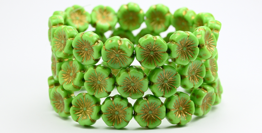 ハワイフラワープレスガラスビーズ、53310 54580 (53310-54580)、ガラス、チェコ共和国 ~ STRANDED