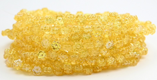 ハワイフラワー プレスガラスビーズ クリスタル ライトイエロー Ab (00030-34302-AB) ガラス チェコ共和国 ~ STRANDED