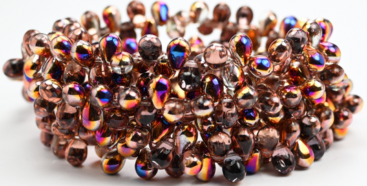 Pear Teardrop Pressed Glass Beads, Crystal Sliperit (00030-29500), Glass, Czech Republic ~ STRANDED