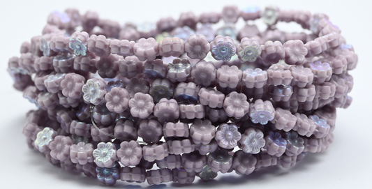 Hawaii Flower Pressed Glass Beads, 24020 Ab (24020-AB), Glass, Czech Republic ~ STRANDED