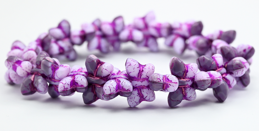 Simple Butterfly Pressed Glass Beads, Silk Lavender 54520 (240104000-54520), Glass, Czech Republic ~ STRANDED