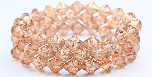 Lantern Pressed Glass Beads, Crystal Pink Beige Ab (00030-34303-AB), Glass, Czech Republic ~ STRANDED