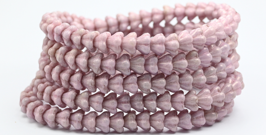 OUTLET 10 grams Bell Flower Beads, 4 x 6 mm, White Luster Lila (02010-14494), Glass, Czech Republic