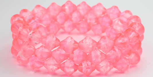 Lantern Pressed Glass Beads, Crystal 489008 (00030-489008), Glass, Czech Republic ~ STRANDED