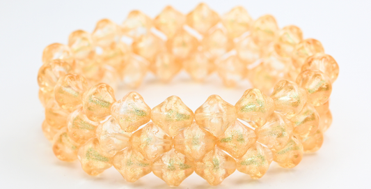 OUTLET 10 grams Lantern Pressed Glass Beads, Crystal Gold Sparkle (00030-12503), Glass, Czech Republic