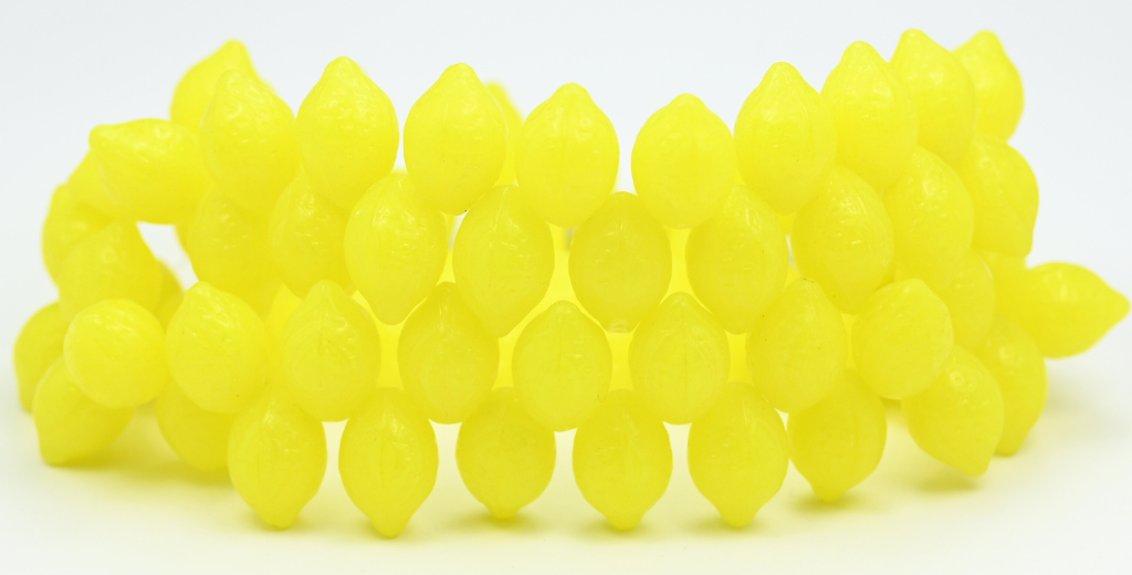Lemon Friut Pressed Glass Beads, Opal Yellow S (81210-S), Glass, Czech Republic ~ STRANDED