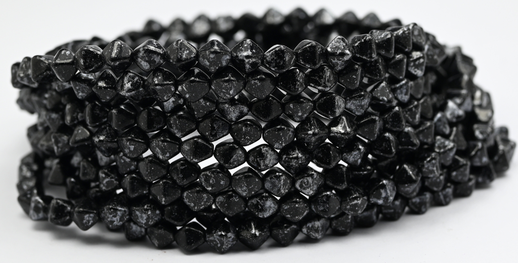 灯笼双锥形压制玻璃珠，黑色 47902 (23980-47902)，玻璃，捷克共和国 ~ 串珠