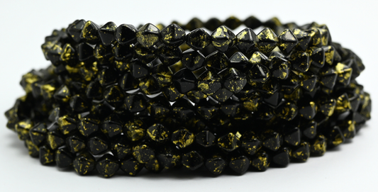 灯笼双锥形压制玻璃珠，黑色 47901 (23980-47901)，玻璃，捷克共和国 ~ 串珠