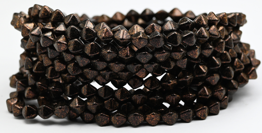 ランタンバイコーンプレスガラスビーズ、ブラック 47904 (23980-47904)、ガラス、チェコ共和国 ~ STRANDED