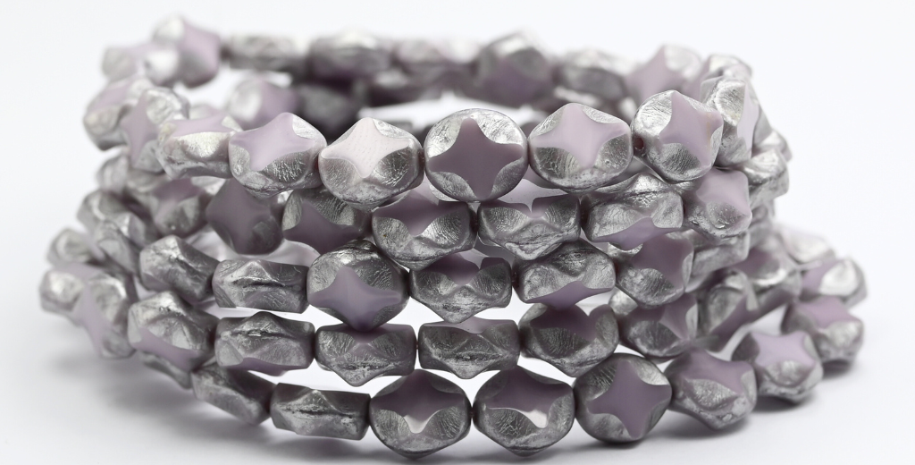 テーブルカットオーバルビーズ、24020 シルバースプラッシュ (24020-86700)、ガラス、チェコ共和国 ~ STRANDED