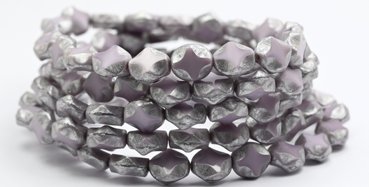 テーブルカットオーバルビーズ、24020 シルバースプラッシュ (24020-86700)、ガラス、チェコ共和国 ~ STRANDED