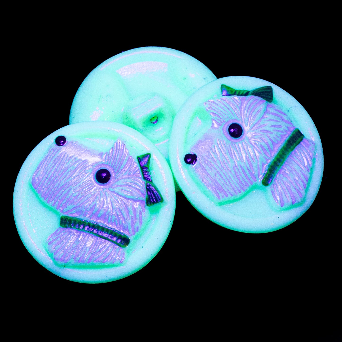 OUTLET 1 pcs Czech Glass Handmade Button, Size 10 (22.5 mm), 17 Green Glass Green Design (), Glass, Czech Republic