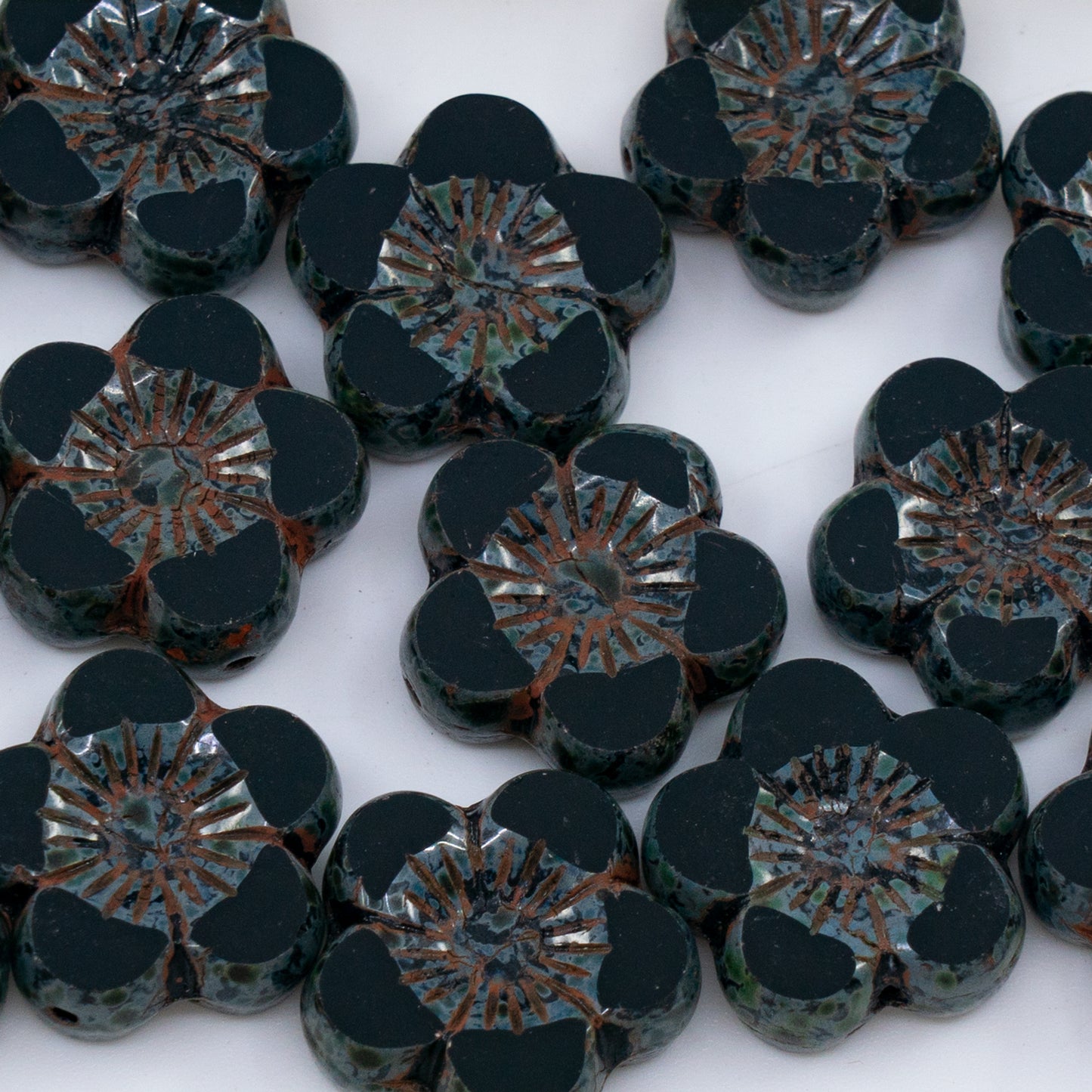 アウトレット 250g/50g ベルフラワービーズ 6x8mm クリスタルグロッシーレッドオレンジ (00030-48109) ガラス チェコ製