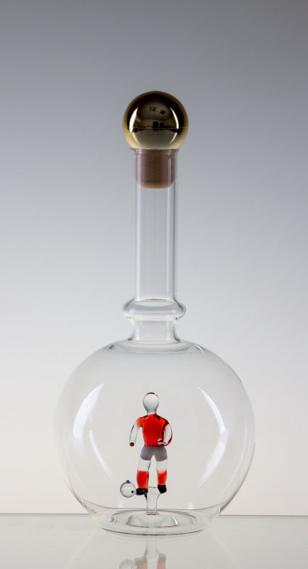 Empty Bottle MAGIC with a footbal player, Glass, Czech Republic