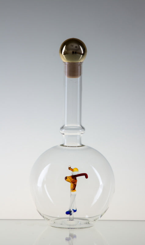 Empty Bottle MAGIC with a golf player, Glass, Czech Republic