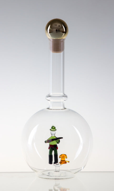 Empty Bottle MAGIC with a hunter, Glass, Czech Republic