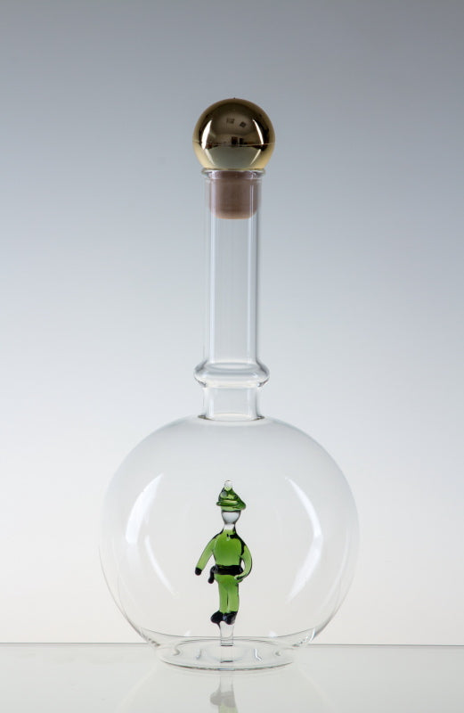 Empty Bottle MAGIC with a policeman, Glass, Czech Republic