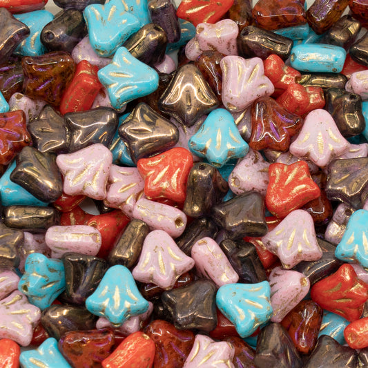 Lily Flower Glass Beads for Jewelry Making, Czech Republic, 9 x 9 mm, Mixed Colors (Mix)