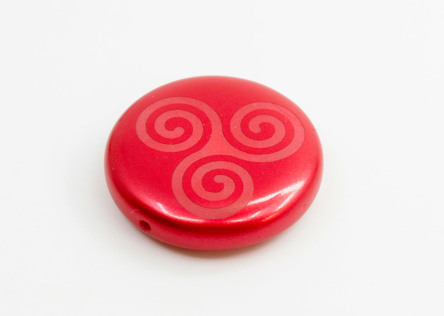 Münzperlen, rund, flach, 28 mm, rot mit Ornament, Glas, Tschechische Republik