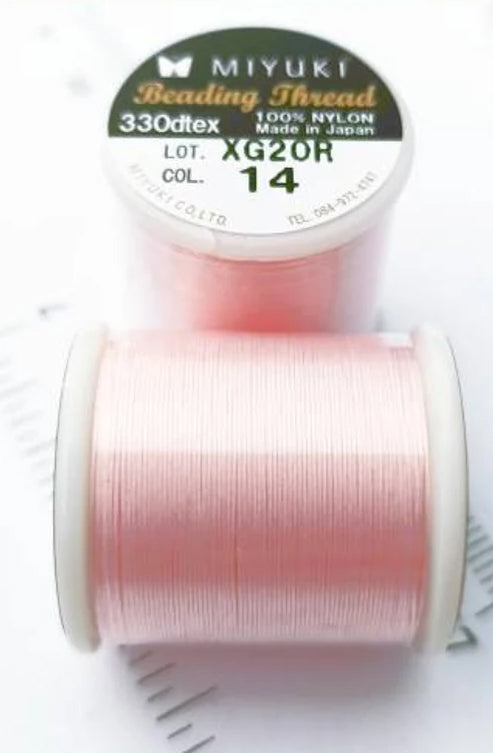 Miyuki Nylon Beading Thread, Pink (14), Glass, Japan