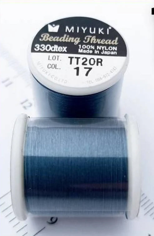 Miyuki Nylon Beading Thread, Dark Blue Denim (17), Glass, Japan