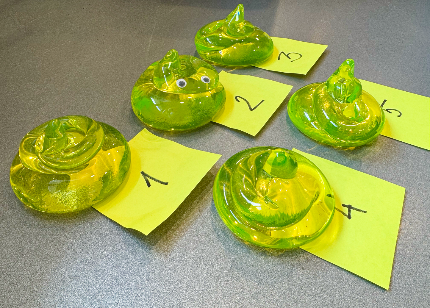 Uranium Glass Poop – Handmade UV-Reactive Art Figurines, Czech Republic