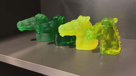 Uranium Glass Tableware (Glow under UV) - Statuette - Horse Head, Czech Republic