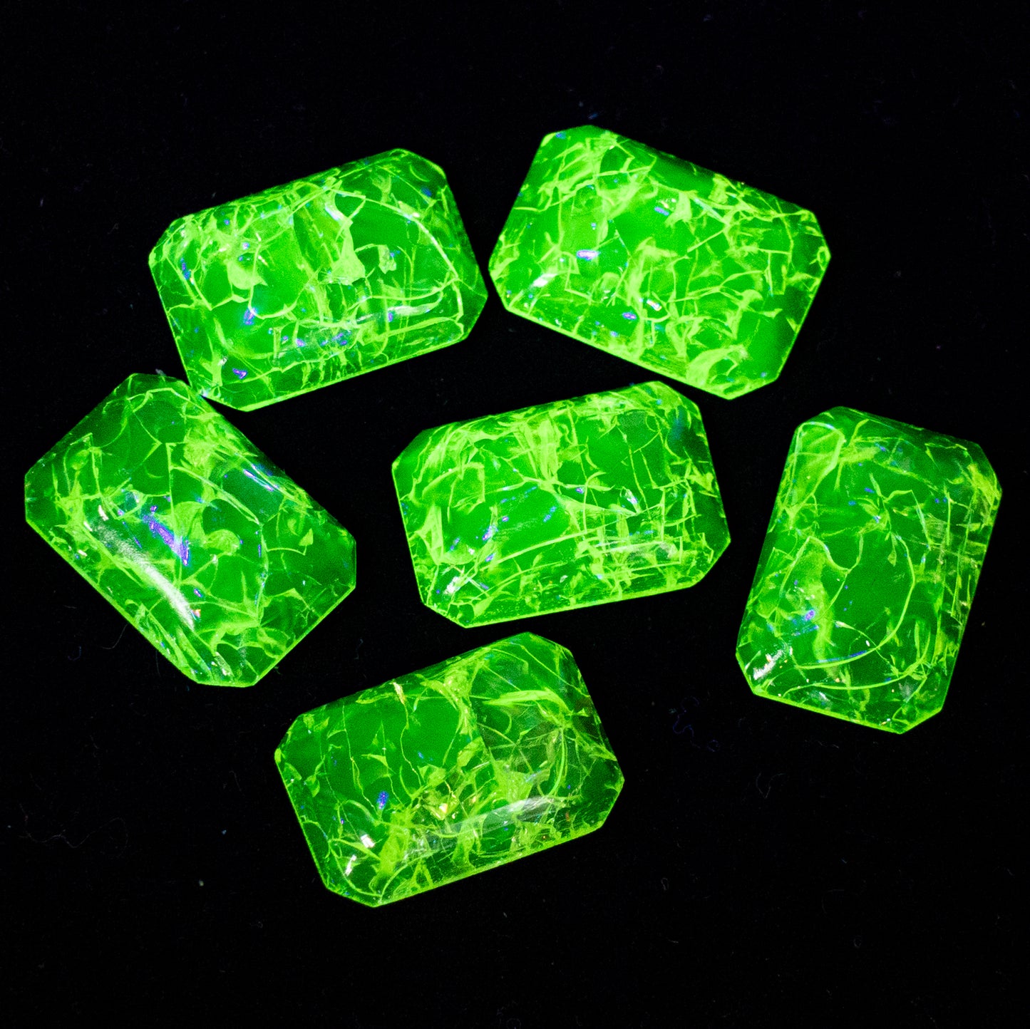 八角形凸圆形平底水晶玻璃石，黄色透明裂纹（80130-CR），捷克共和国