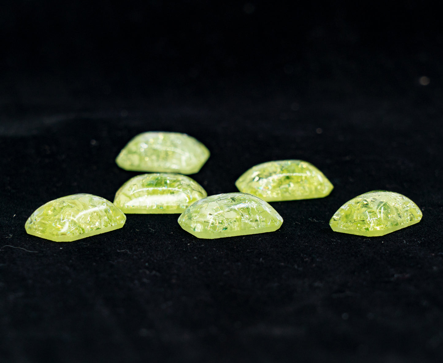 八角形凸圆形平底水晶玻璃石，黄色透明裂纹（80130-CR），捷克共和国