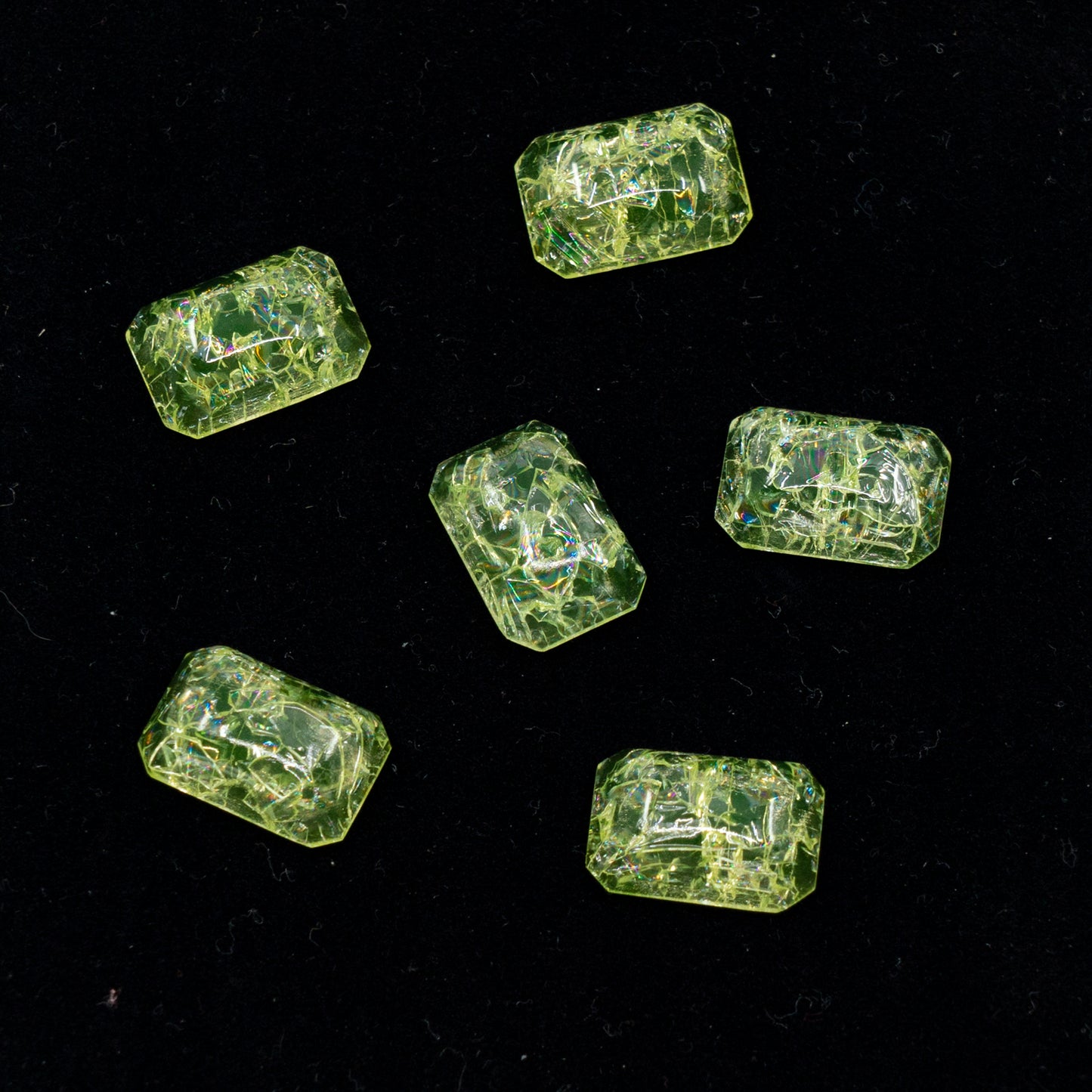 八角形凸圆形平底水晶玻璃石，黄色透明裂纹（80130-CR），捷克共和国