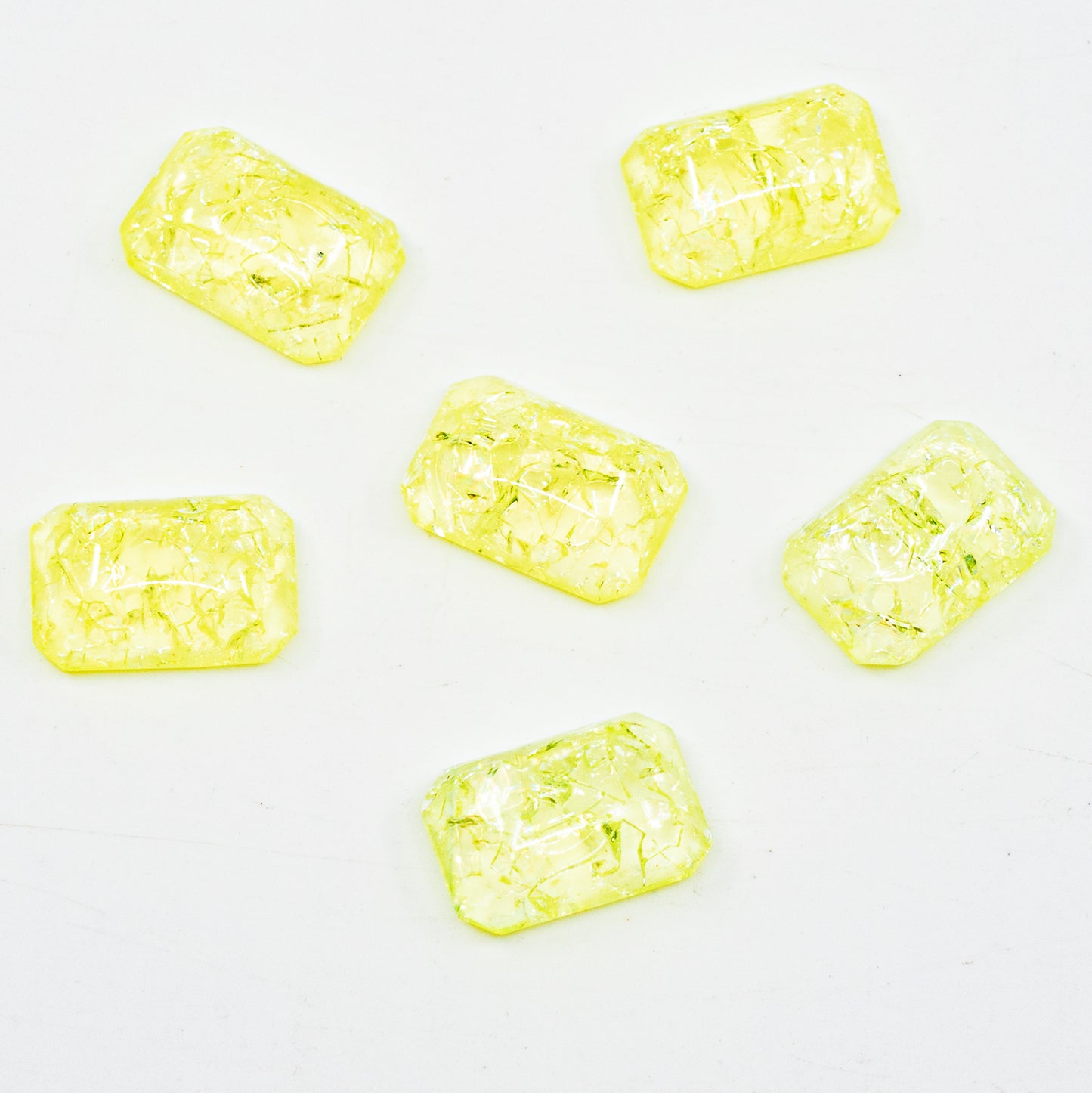 八角形凸圆形平底水晶玻璃石，黄色透明裂纹（80130-CR），捷克共和国