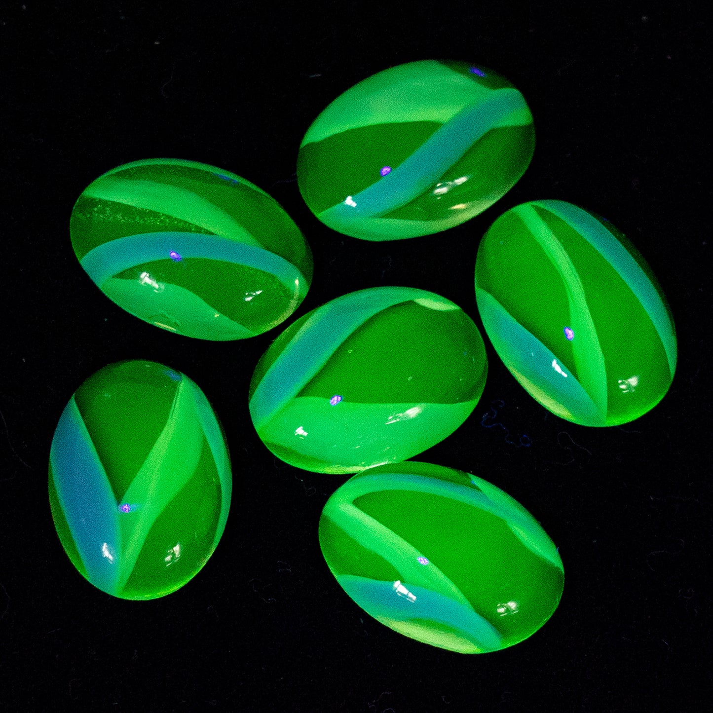 Oval Cabochons Flat Back Crystal Glass Stone, Yellow Turquoise Twisted (80130-63122), Czech Republic