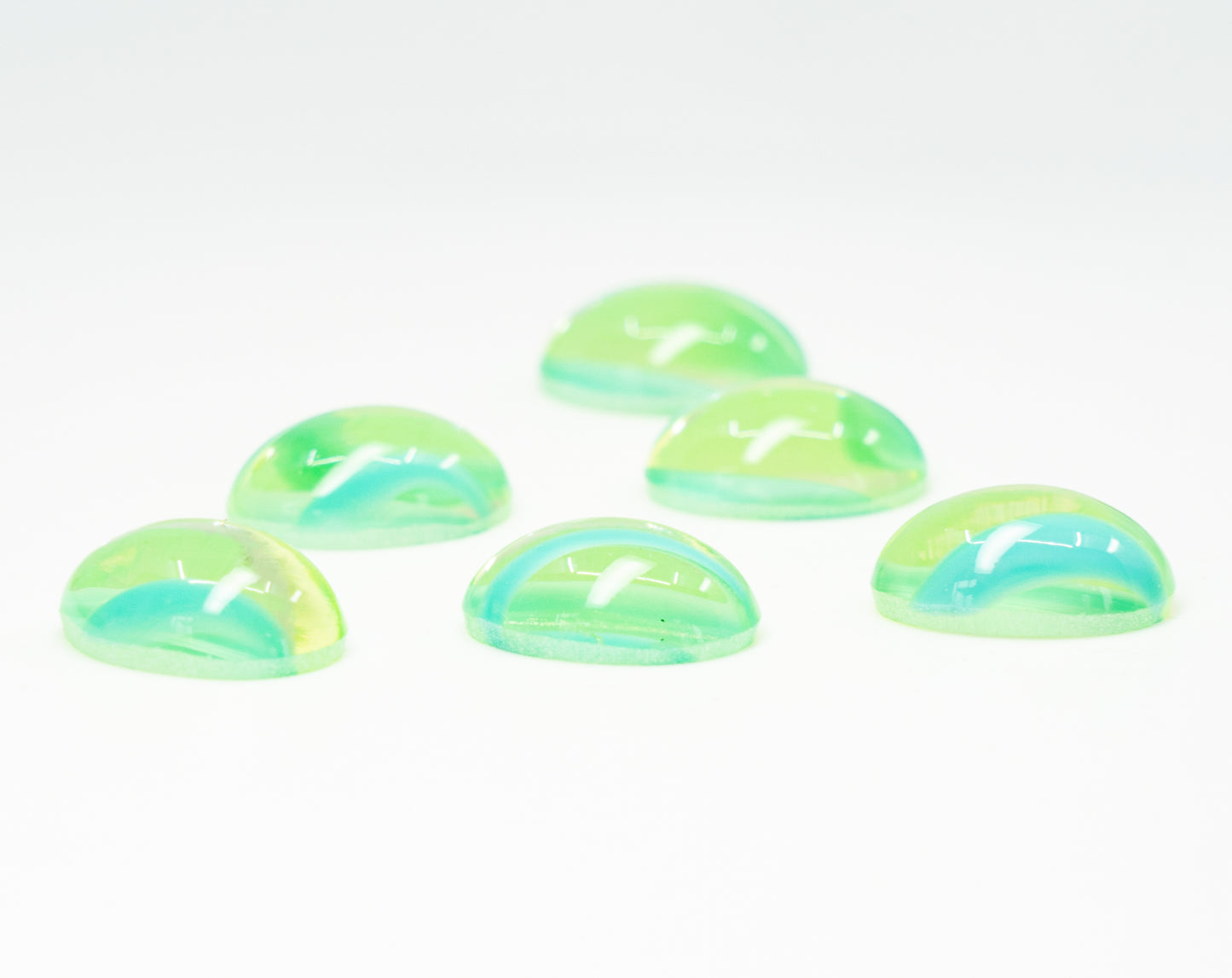 Oval Cabochons Flat Back Crystal Glass Stone, Yellow Turquoise Twisted (80130-63122), Czech Republic