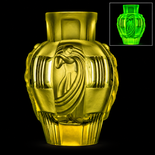 Art Deco Vase – Uranium Art Glass, Czech Republic, OUTLET
