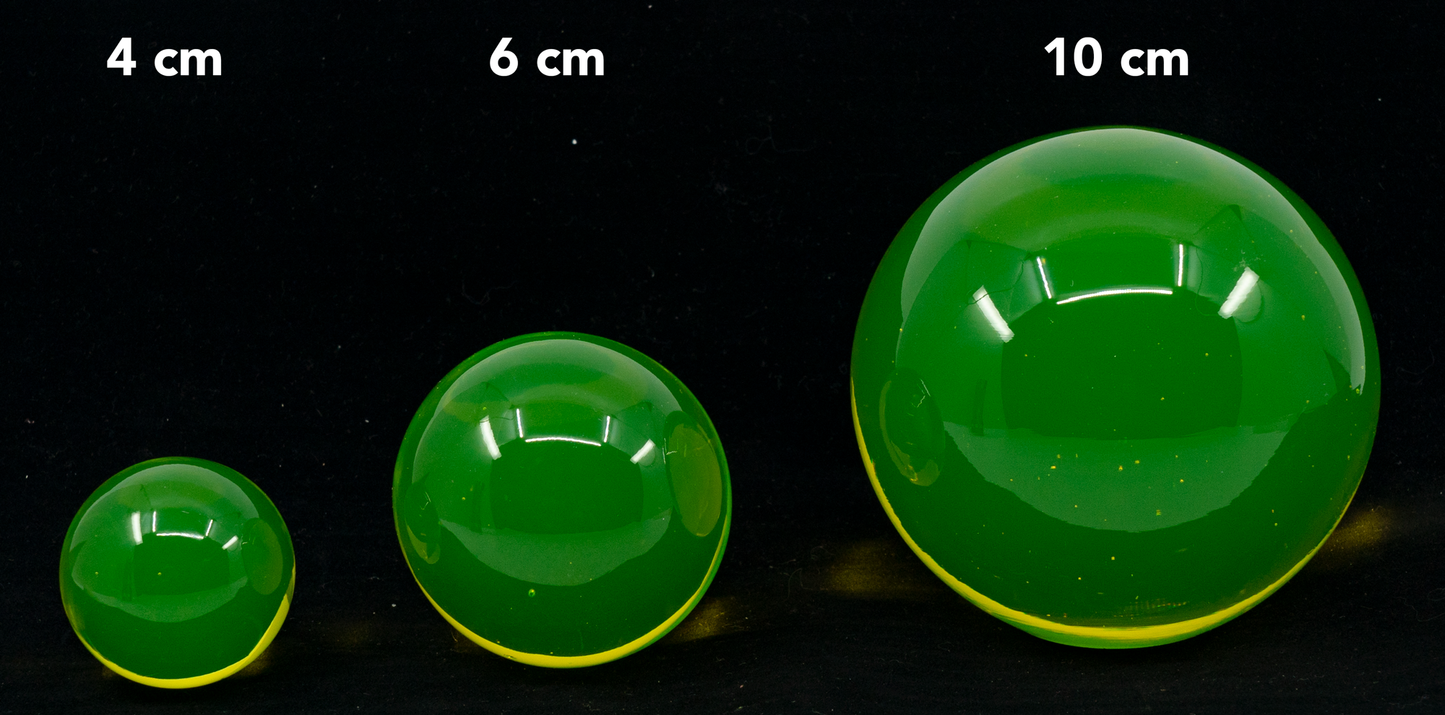 READY to ship - 4,6,8 or 10cm Uranium Round Glass Sphere Marble (FULL ROUND), Glass, Czech Republic
