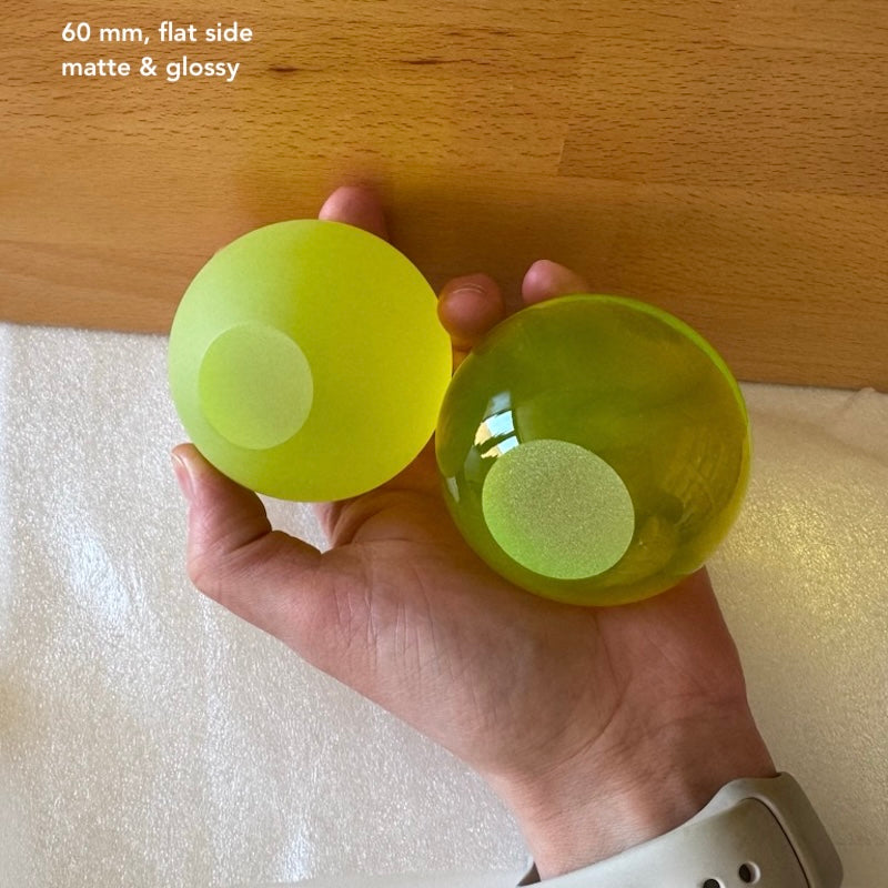 READY to ship - 4,6,8 or 10cm MATTED Uranium Round Glass Sphere Marble (FULL ROUND), Glass, Czech Republic