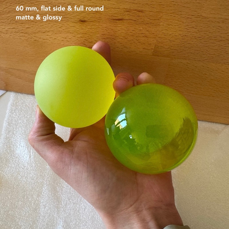READY to ship - 4,6,8 or 10cm MATTED Uranium Round Glass Sphere Marble (FULL ROUND), Glass, Czech Republic