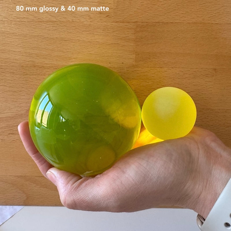READY to ship - 4,6,8 or 10cm MATTED Uranium Round Glass Sphere Marble (FULL ROUND), Glass, Czech Republic