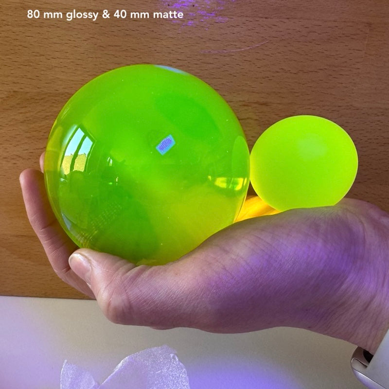 READY to ship - 4,6,8 or 10cm MATTED Uranium Round Glass Sphere Marble (FULL ROUND), Glass, Czech Republic