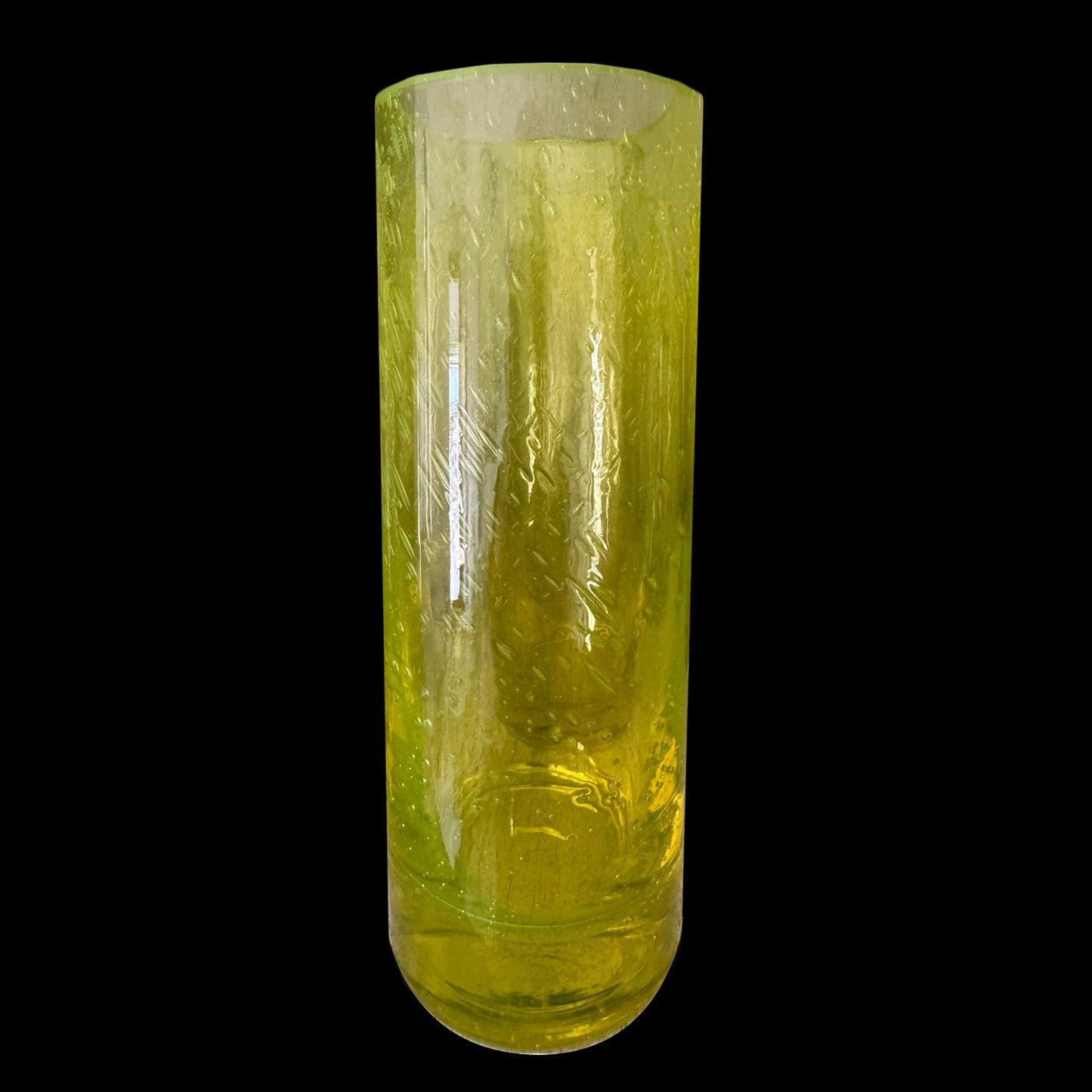 铀玻璃花瓶 - 20厘米手工吹制圆形，玻璃，捷克共和国