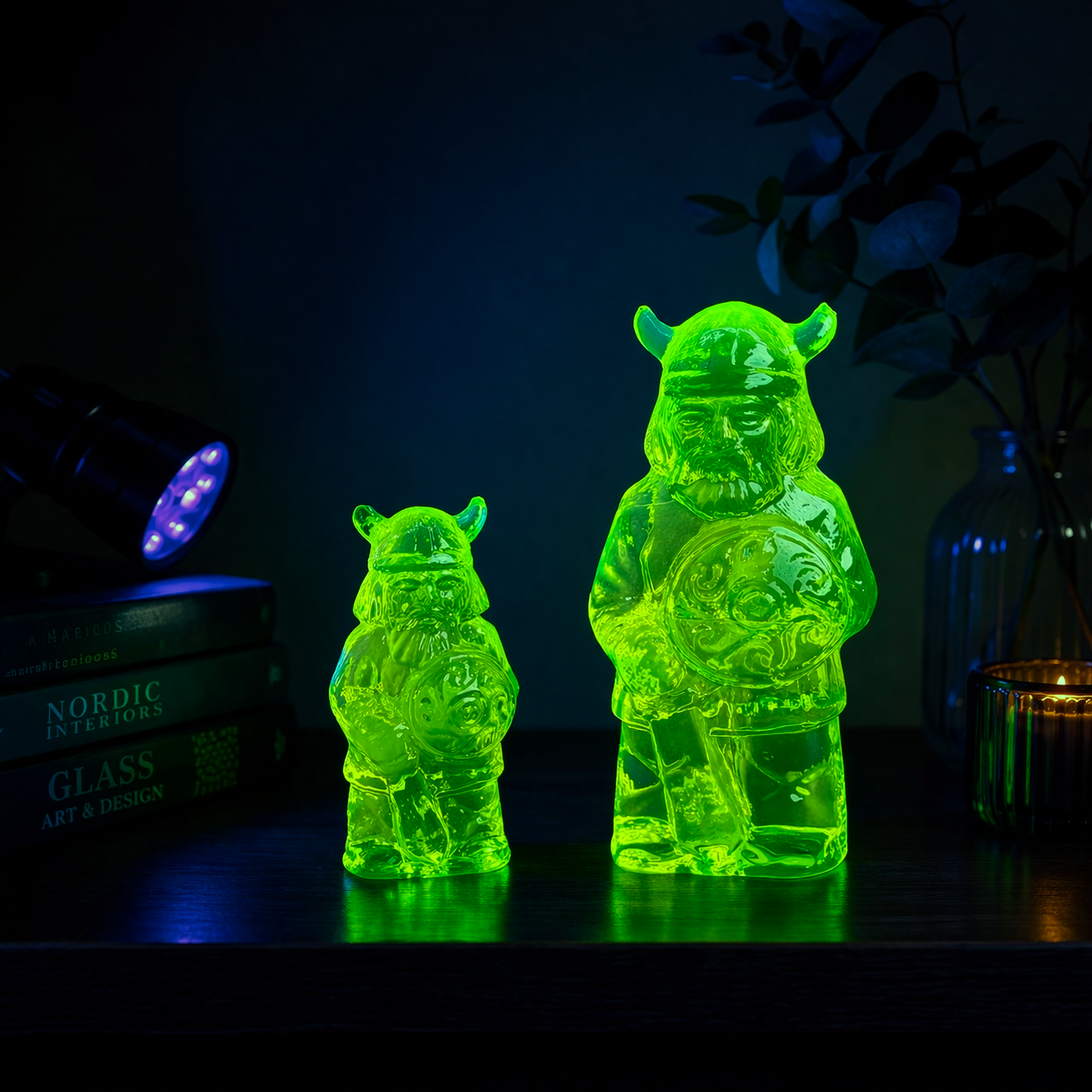 捷克共和国手工制作的紫外线反应艺术摆件——铀玻璃梨形镇纸