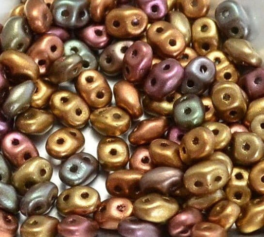 Matubo SuperDuo 2-Hole Czech Pressed Glass Seed Beads 2.5 x 5 mm,Gold Iris 01640 Violet Rainbow