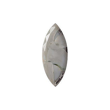 Navette Faceted Pointed Back (Doublets) Crystal Glass Stone, Grey 1 With Silver (420005), Czech Republic