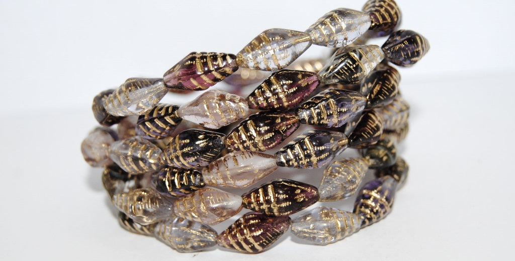 Seashell Pressed Glass Beads, Mixed Colors Silver Lined Crystal 54202 (Mix 1 54202), Glass, Czech Republic