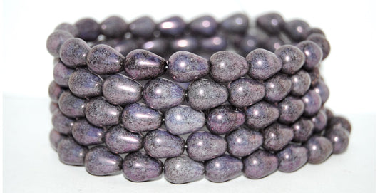 Pear Drop Pressed Glass Beads, Purple (15726), Glass, Czech Republic